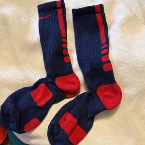 Nike Elite Men's Blue and Red Athletic Socks